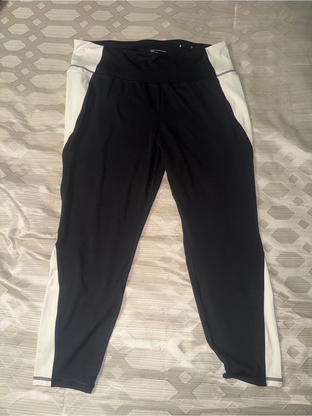 Livi Active Black Leggings with White Side Panels